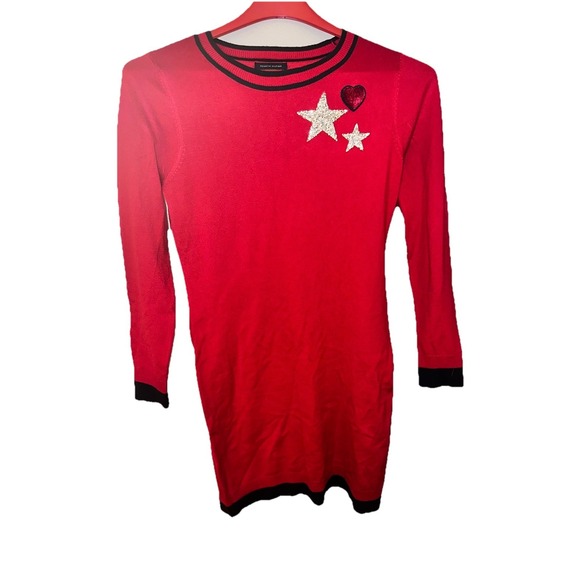 Tommy Hilfiger Dresses & Skirts - EUC Red  knit Star Sparkle  sequin TOMMY HILFIGER sweater dress - size Small Y2K